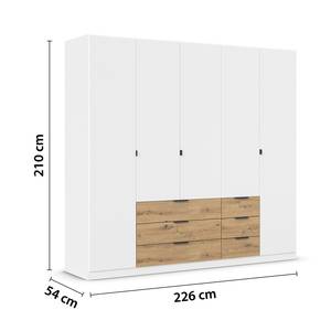 Drehtürenschrank Davoa Alpinweiß / Eiche Artisan Dekor - Breite: 226 cm