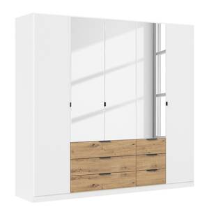 Drehtürenschrank Davoa mit Spiegel Alpinweiß / Eiche Artisan Dekor - Breite: 226 cm