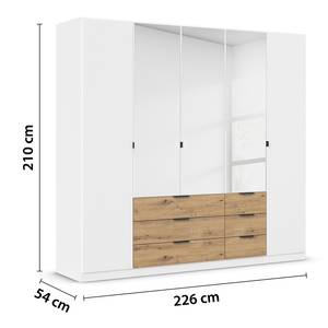 Drehtürenschrank Davoa mit Spiegel Alpinweiß / Eiche Artisan Dekor - Breite: 226 cm