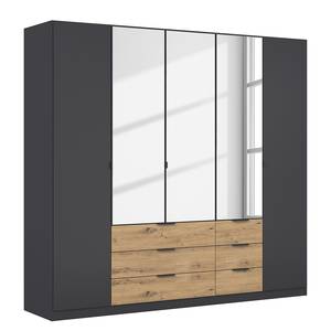 Drehtürenschrank Davoa mit Spiegel Graumetallic / Eiche Artisan Dekor - Breite: 226 cm