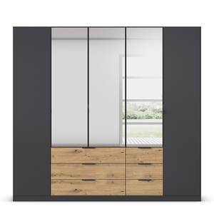 Drehtürenschrank Davoa mit Spiegel Graumetallic / Eiche Artisan Dekor - Breite: 226 cm