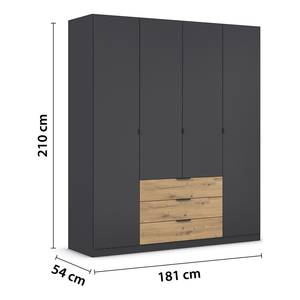 Drehtürenschrank Davoa Graumetallic / Eiche Artisan Dekor - Breite: 181 cm