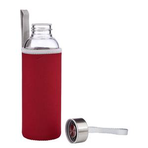 Trinkflasche SMOOTHIE 6er-Set Borosilikatglas / Chloropren-Kautschuk / Kunststoff - Rot