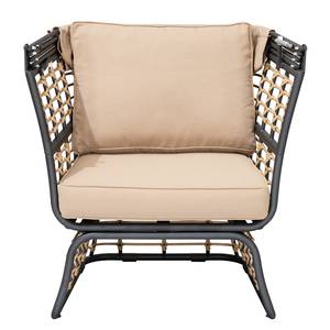 Loungesessel Paros Aluminium - Beige / Schwarz