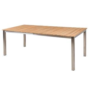 Table de jardin Dallas Teck massif / Acier inoxydable - Marron