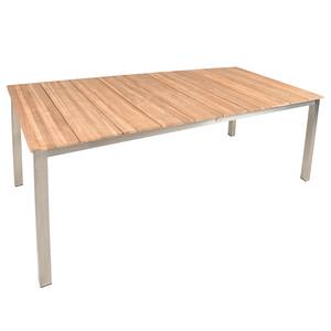 Table de jardin Dallas Teck massif / Acier inoxydable - Marron