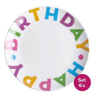 Bord HAPPY BIRTHDAY set van 6 porselein - meerdere kleuren