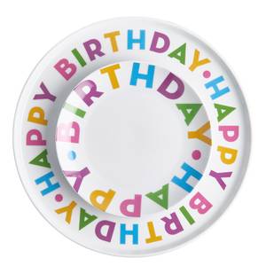 Bord HAPPY BIRTHDAY set van 6 porselein - meerdere kleuren