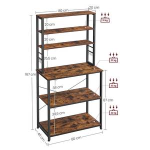 Open keukenkast Jamban breedte 80 cm Donkerbruin/zwart