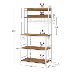 Open keukenkast Gajana walnotenhouten look/wit