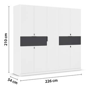 Drehtürenschrank Ticao Alpinweiß / Graumetallic - Breite: 226 cm