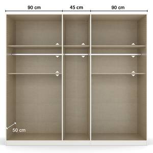 Drehtürenschrank Ticao Alpinweiß / Graumetallic - Breite: 226 cm