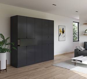 Drehtürenschrank Ticao mit Softclose Graumetallic - Breite: 226 cm