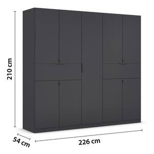 Drehtürenschrank Ticao mit Softclose Graumetallic - Breite: 226 cm