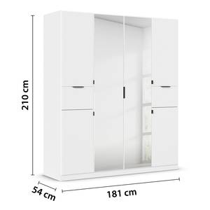 Drehtürenschrank Ticao Spiegel&Softclose Alpinweiß - Breite: 181 cm