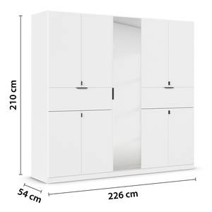 Drehtürenschrank Ticao Spiegel&Softclose Alpinweiß - Breite: 226 cm