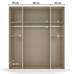 Drehtürenschrank Ticao Spiegel&Softclose Grau / Eiche Dunkel Dekor - Breite: 181 cm