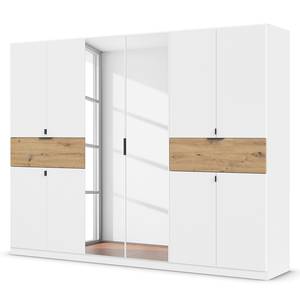 Drehtürenschrank Ticao Spiegel&Softclose Alpinweiß / Eiche Artisan Dekor - Breite: 271 cm