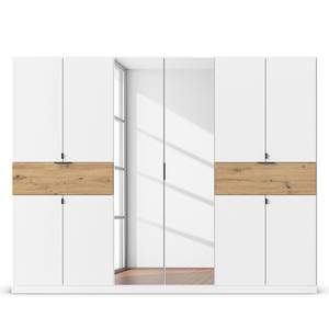 Drehtürenschrank Ticao Spiegel&Softclose Alpinweiß / Eiche Artisan Dekor - Breite: 271 cm