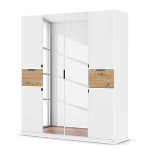 Drehtürenschrank Ticao Spiegel&Softclose Alpinweiß / Eiche Artisan Dekor - Breite: 181 cm