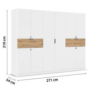 Drehtürenschrank Ticao mit Softclose Alpinweiß / Eiche Artisan Dekor - Breite: 271 cm