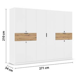 Drehtürenschrank Ticao Alpinweiß / Eiche Artisan Dekor - Breite: 271 cm