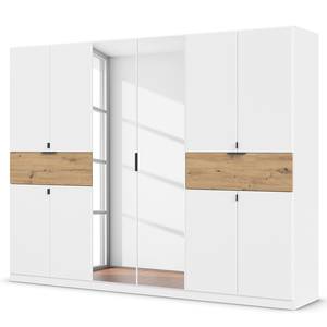 Drehtürenschrank Ticao mit Spiegel Alpinweiß / Eiche Artisan Dekor - Breite: 271 cm