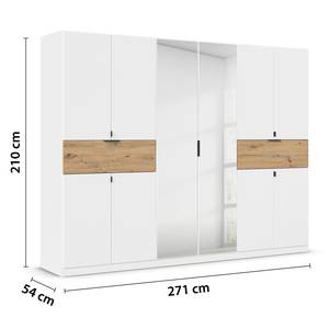 Drehtürenschrank Ticao mit Spiegel Alpinweiß / Eiche Artisan Dekor - Breite: 271 cm