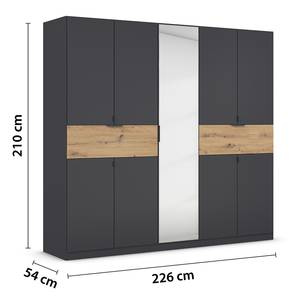 Drehtürenschrank Ticao Spiegel&Softclose Graumetallic / Eiche Artisan Dekor - Breite: 226 cm