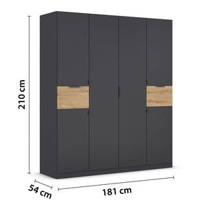 Drehtürenschrank Ticao mit Softclose Graumetallic / Eiche Artisan Dekor - Breite: 181 cm