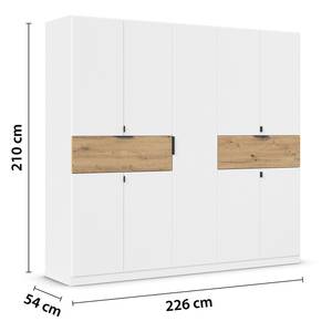 Drehtürenschrank Ticao Alpinweiß / Eiche Artisan Dekor - Breite: 226 cm