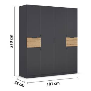 Drehtürenschrank Ticao Graumetallic / Eiche Artisan Dekor - Breite: 181 cm