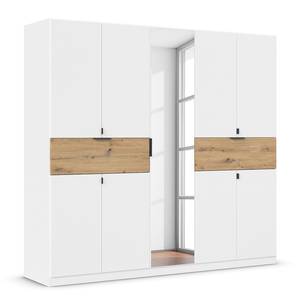 Drehtürenschrank Ticao mit Spiegel Alpinweiß / Eiche Artisan Dekor - Breite: 226 cm