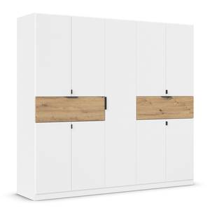 Drehtürenschrank Ticao mit Softclose Alpinweiß / Eiche Artisan Dekor - Breite: 226 cm