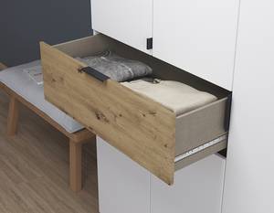 Drehtürenschrank Ticao mit Softclose Alpinweiß / Eiche Artisan Dekor - Breite: 226 cm