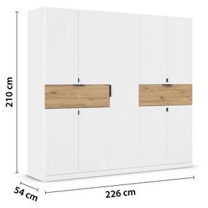 Drehtürenschrank Ticao mit Softclose Alpinweiß / Eiche Artisan Dekor - Breite: 226 cm