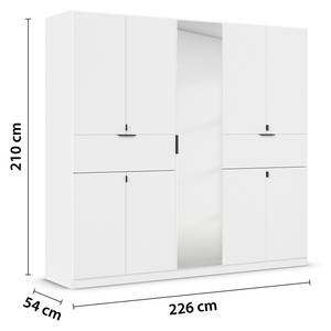 Drehtürenschrank Ticao mit Spiegel Alpinweiß - Breite: 226 cm