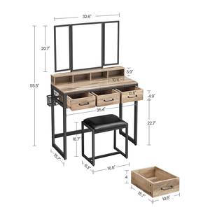 Schminktisch Acomb mit Hocker Hellbraun