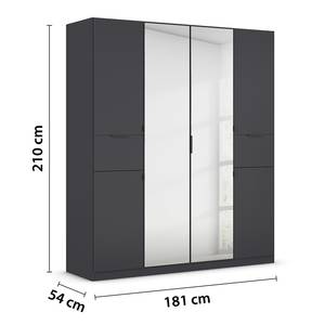 Drehtürenschrank Ticao mit Spiegel Graumetallic - Breite: 181 cm