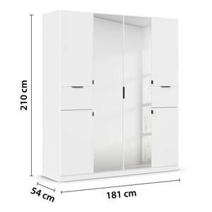 Drehtürenschrank Ticao mit Spiegel Alpinweiß - Breite: 181 cm