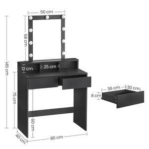 Schminktisch Bufram Inkl. Beleuchtung - Schwarz