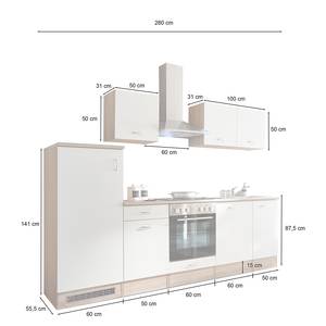 Cuisine Bendoc 270 cm Blanc mat / Imitation chêne Sonoma