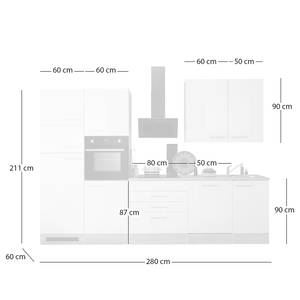 Keukenblok Chalon hoogglans wit/Sonoma eikenhouten look