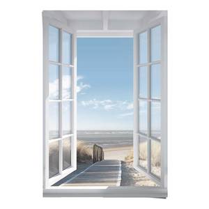 Poster Fensterblick Nordsee Papier - Blau - 61 x 91,5 cm