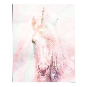 Poster Unicorn Fluffy papier - roze - 40 x 50 cm