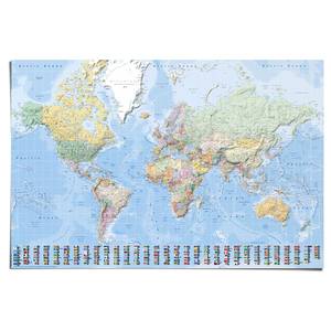 Poster World Map English papier - 61 x 91,5 cm - Blauw