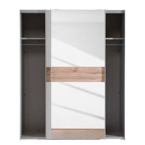 Armoire à portes coulissantes Tyiago Imitation chêne / Blanc - Avec portes miroir