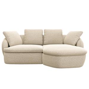 Ecksofa APELLO mit Longchair Webstoff Mava: Creme / Beige / Grau meliert - Breite: 217 cm - Longchair davorstehend rechts