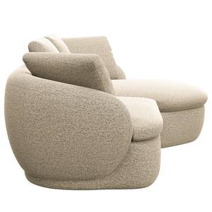 Ecksofa APELLO mit Longchair Webstoff Mava: Creme / Beige / Grau meliert - Breite: 217 cm - Longchair davorstehend rechts