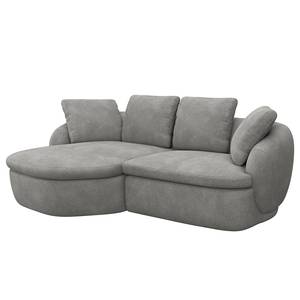 Ecksofa APELLO mit Longchair Bouclé Stoff Bony: Grau - Breite: 217 cm - Longchair davorstehend links